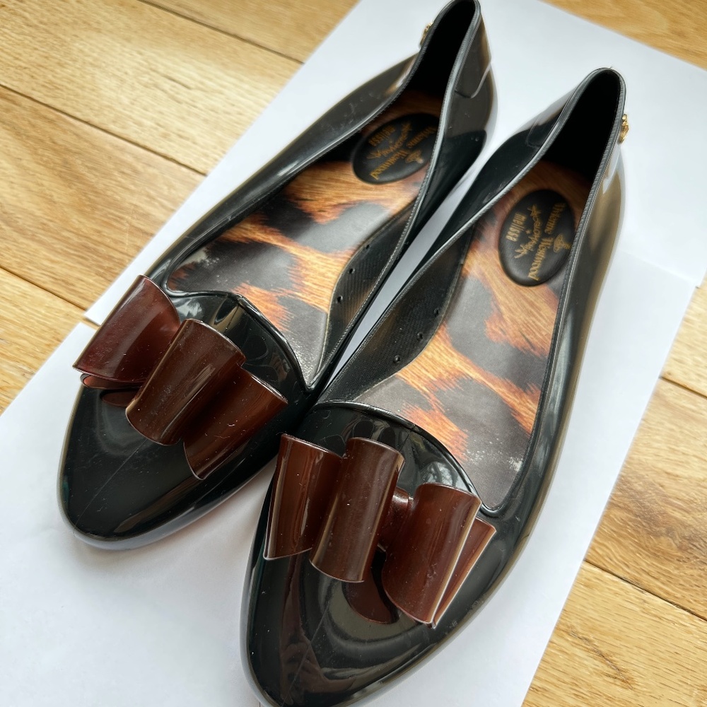 VIVIENNE WESTWOOD X Melissa: Brown Animal Print Bow Flats